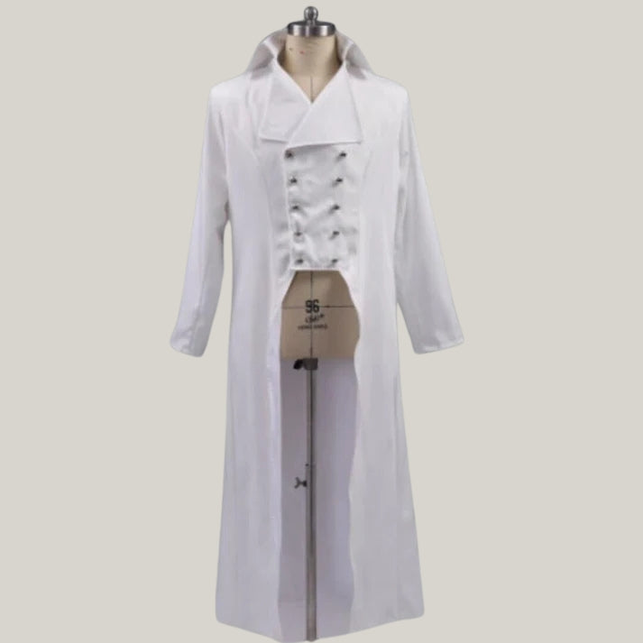 New Christmas Regency Tailcoat – White Wool Victorian Military Jacket | Custom-Made Festive Attire | Historical Costume