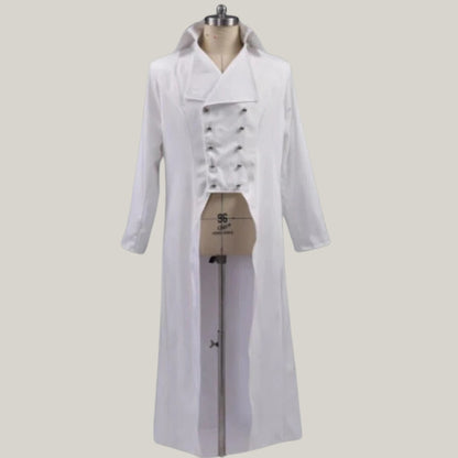 New Christmas Regency Tailcoat – White Wool Victorian Military Jacket | Custom-Made Festive Attire | Historical Costume