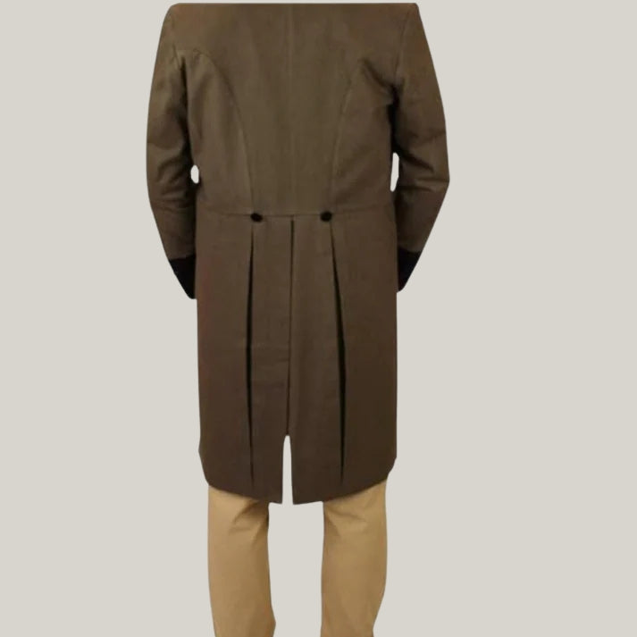 Brown Historical Emporium Men's Velvet Trimmed Sovereign Regency Tailcoat, Military Tailcoat, Colin Bridgerton - Victorian Style Hand Made