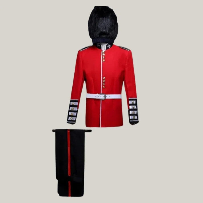 British Uniform Royal Guard Soldier Costume Mens Fancy Dress Outfit Grenadier - Red Men's Soldier Grenadier Royal Trooper Wool Jacket