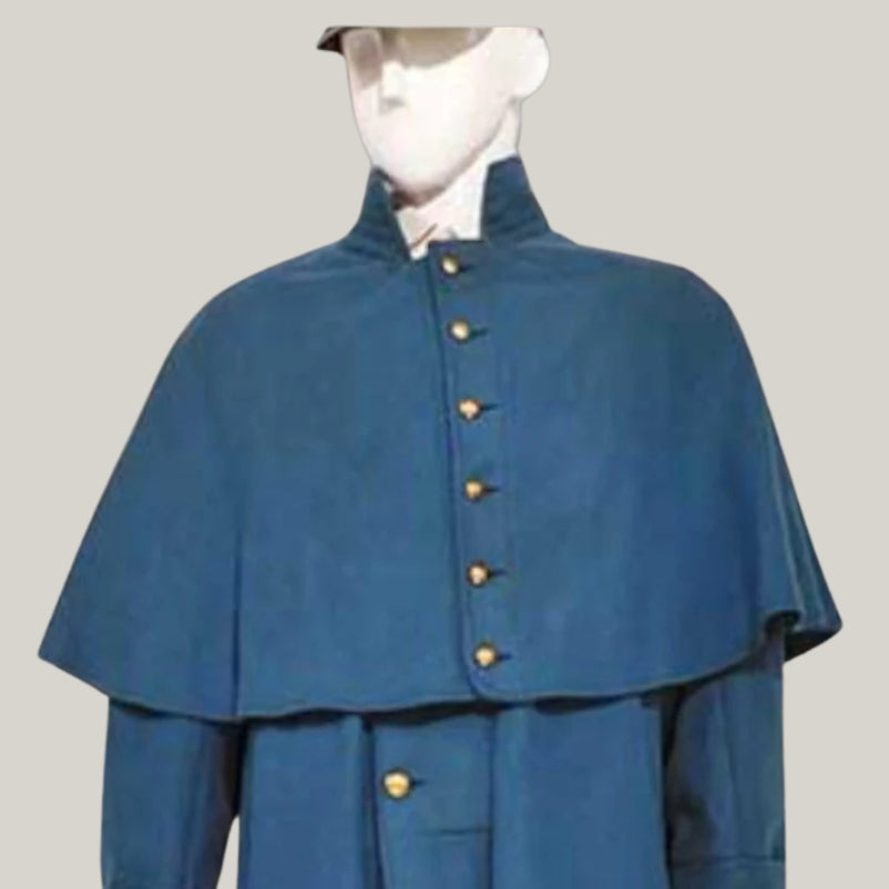 Victorian Wool Cloak - Blue Inverness Cape Coat - Civil War Military Cape, Historical Reenactment, Gothic Winter Coat