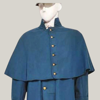 Victorian Wool Cloak - Blue Inverness Cape Coat - Civil War Military Cape, Historical Reenactment, Gothic Winter Coat