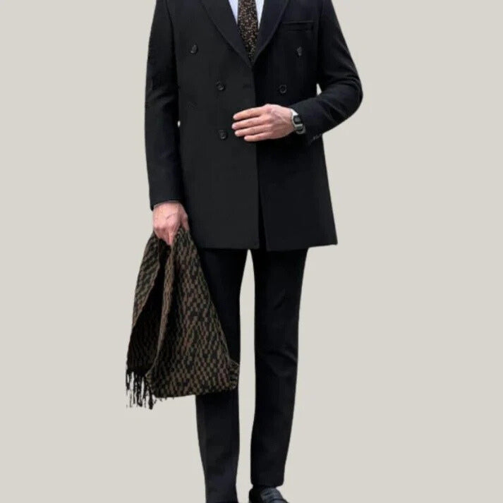 Double breasted Coat, Wool Coat, Slimfit Black Coat, Winter Long Coat, Gift For Men, Gift For Him, Long Casual Coats Men