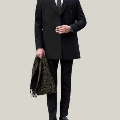 Double breasted Coat, Wool Coat, Slimfit Black Coat, Winter Long Coat, Gift For Men, Gift For Him, Long Casual Coats Men