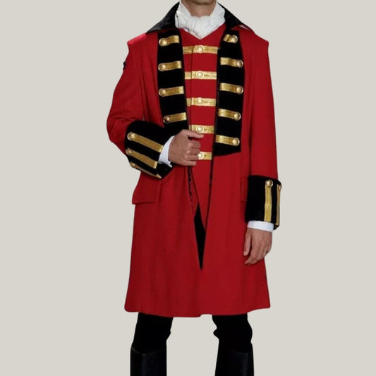 Handmade Men's Red Stylish Pirate Coat - Buccaneer Pirate Coat | Blue Rolls