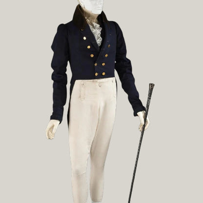 New Men Blue Wool Regency Coat, New 18th Century Napoleon Coat Of Army Navy Blue Regency Wool Coat