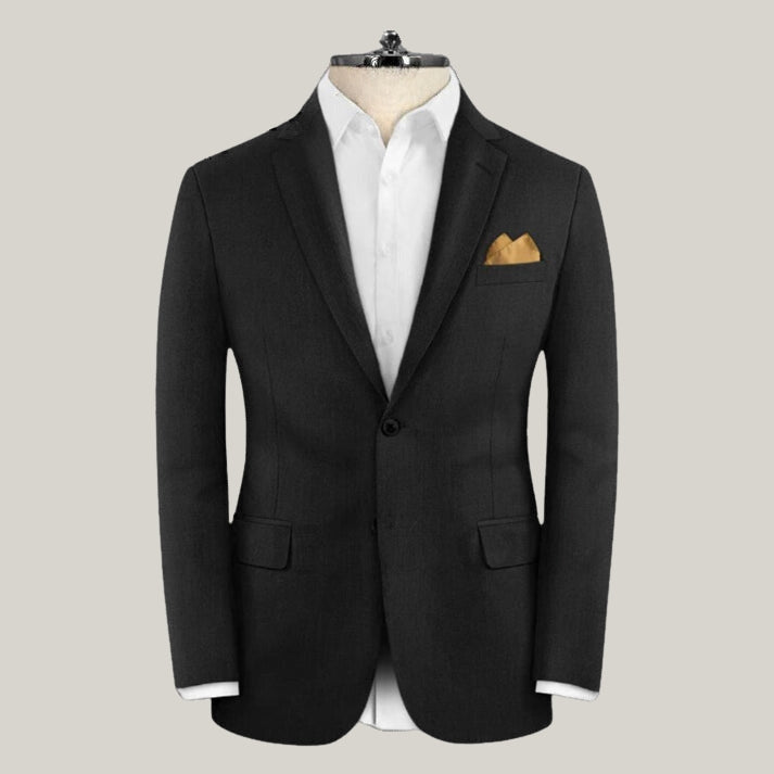 Handmade Stretch Black Wool Jacket Custom made wool coat - Premium Coat - Blue Rolls Bespoke