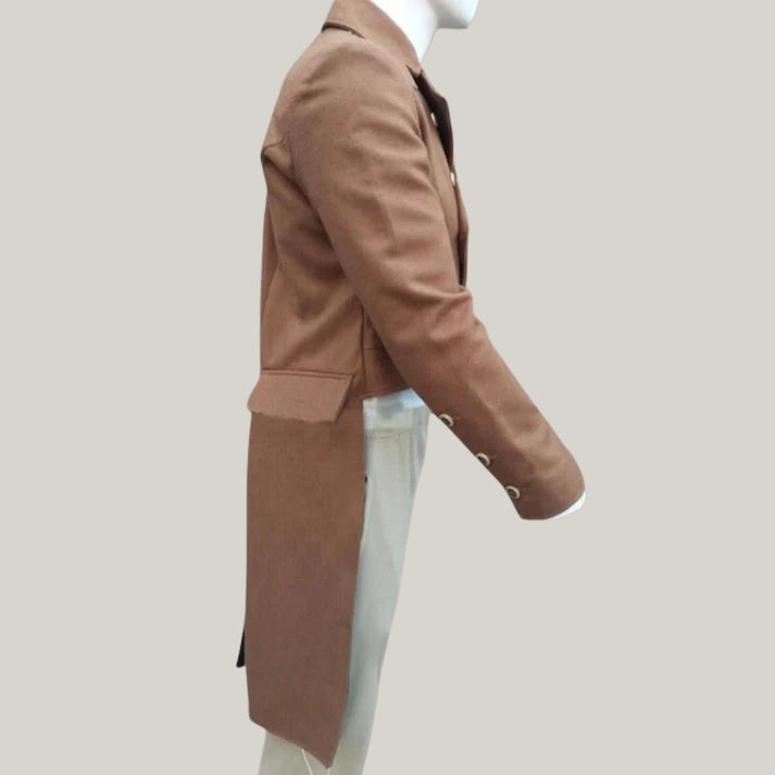 New Men's Tail Coat - Wedding Regency Coat, Brown 1810-1830 Regency Tailcoat, 19th Century Wool Regency Georgian Double Breasted Tailcoat
