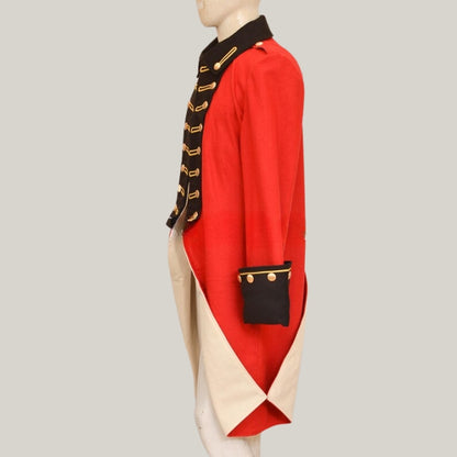 New British Army Red Golden Turn Back Blue Cuffs Wool Jacket British War Jacket, Single-Breasted Military Coat
