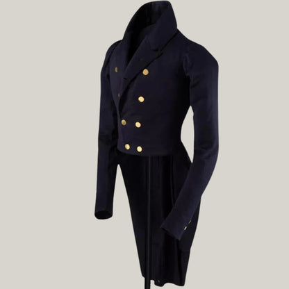 New Men's Navy Blue Regency Coat | 1810-1830 British Wedding Tailcoat, Custom Made By Blue Rolls Bespoke