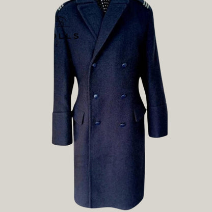 Airforce Military Blue & Grey Wool Coat for Men – Custom Made Long Coat