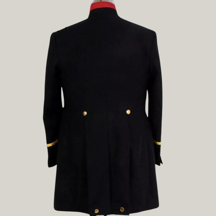 New Men's Pirate Coat - Custom Made Wool, Historical Reenactment, Cosplay, Formal Occasions, Black Military | Blue Rolls