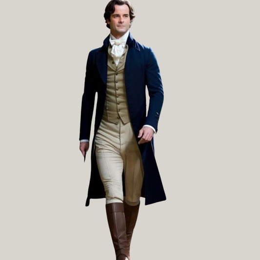 Handmade Mr Darcy Brand New Men's Dark Blue Regency 1800's Regency tail coat- Long Tail coat  - Custom coat - Blue Rolls Bespoke