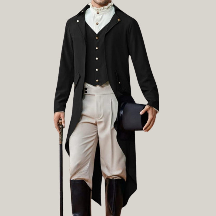 New Male Vintage Coat- Long Sleeved Men V-Neck Solid Vintage Costume Jacket Trench Coat - Custom made - Limited edition