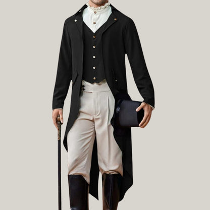 New Male Vintage Coat- Long Sleeved Men V-Neck Solid Vintage Costume Jacket Trench Coat - Custom made - Limited edition