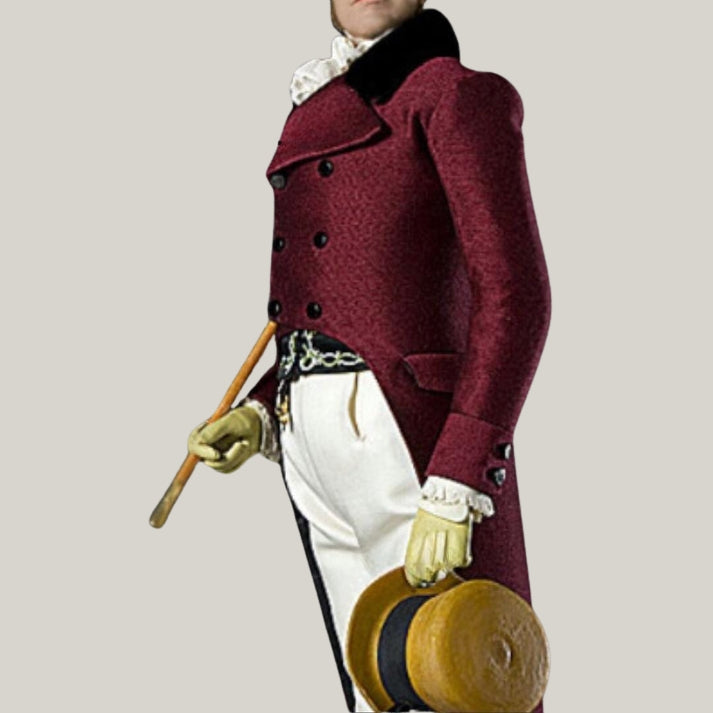 Handmade Brand New Men's burgundy Regency dated 19th Century Regency Jacket - British Tailcoat - Custom wool coat - Historical tail coat