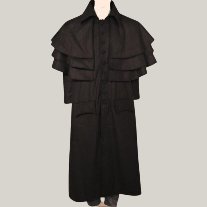 Garrick Overcoat – Triple Cape Wool/Cotton Jacket for Clergy Robes & Historical Reenactment | BlueRolls