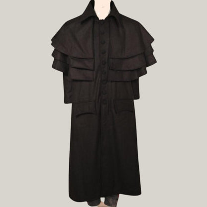 Garrick Overcoat – Triple Cape Wool/Cotton Jacket for Clergy Robes & Historical Reenactment | BlueRolls