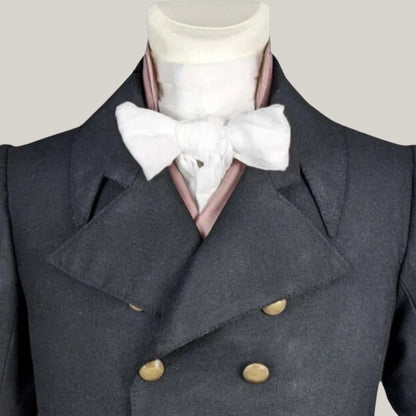 New Regency Tailcoat - Historical Men’s Formal Jacket, Vintage Black Double-Breasted Coat, 1800s Reenactment Costume, Period Clothing