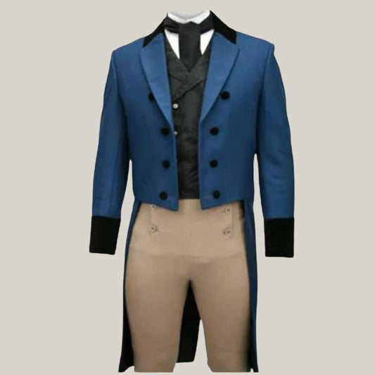 New Men's Blue Wool Regency Tailcoat – Classic Period Style