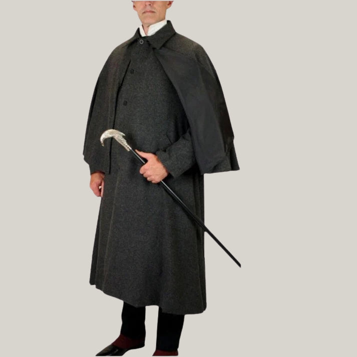 Men's Inverness Cape - Grey - Christmas Inverness coat, Men's Christmas coat -  100% Wool