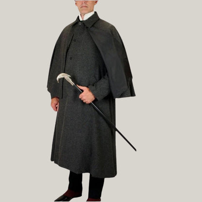 Men's Inverness Cape - Grey - Christmas Inverness coat, Men's Christmas coat -  100% Wool