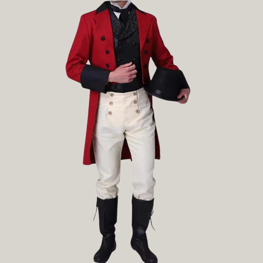 New Men's Victorian Fancy Outfit Red - Regency Jacket 18th Century Regency Tailcoat Vest Costume - Brand New Custom Made