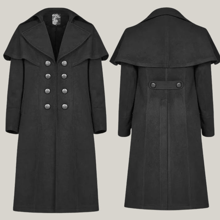 Men's Coat Black Highwayman Jacket Gothic Steampunk Coat - Victorian Style - New men's Gothic/Steampunk style knee-length Highwayman coat