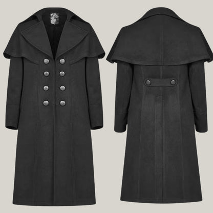 Men's Coat Black Highwayman Jacket Gothic Steampunk Coat - Victorian Style - New men's Gothic/Steampunk style knee-length Highwayman coat
