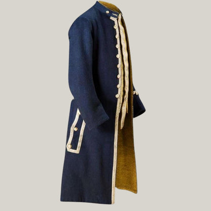 Steampunk Frock Coat - New Men Navy Blue Wool Imperial Frock Coat, Life Guards Military Frock Coat, The Life Of Armor Chamber Frock Coat