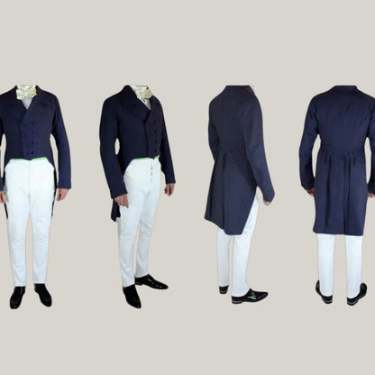 New Men's Navy Blue Tailcoat Jacket Men's Blue Wool Colin Bridgerton Regency Tailcoat - 18th Century Victorian Style