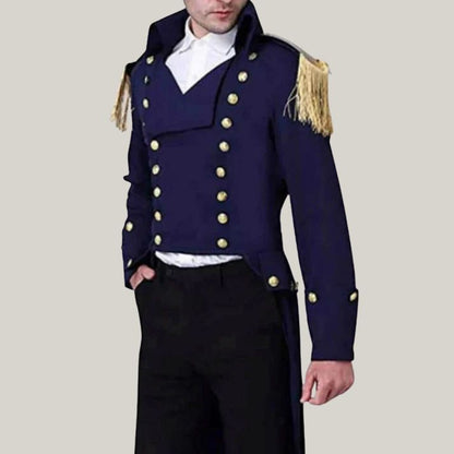 New navy Blue British Navy Army Coat - Navy Blue Double Breasted Wool Men Coat, Colonial Jacket -