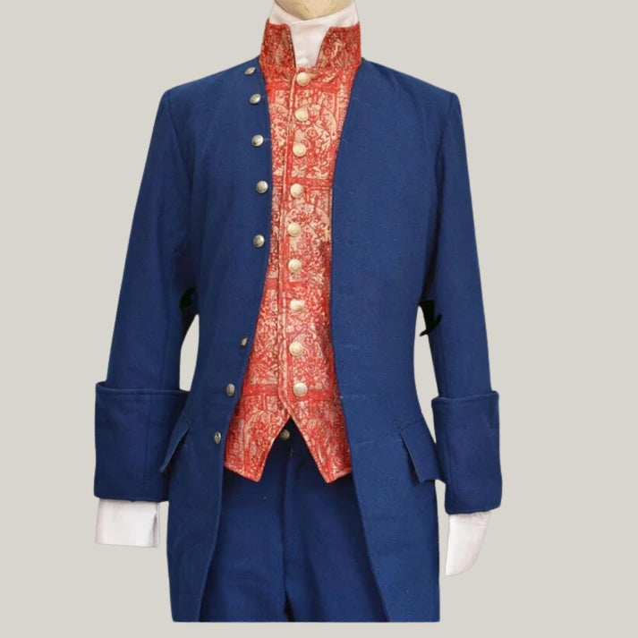 Rococo Cosplay - Men’s Blue 18th Century - Historical Colonial Outfit, Jamie Fraser Costume Regency Tailcoat - Renaissance Jacket