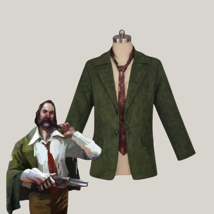 Harry Jacket Suit for Men - Game Disco Elysium Cosplay Harrier Du Bois Costume Green Coat  Halloween Carnival Party