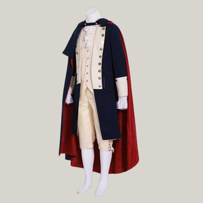 New George Washington Uniform, Navy Blue - Off White Wool Men - 1770s American Revolution War Jacket, Halloween Costume, Cosplay| Blue Rolls
