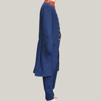 Rococo Cosplay - Men’s Blue 18th Century - Historical Colonial Outfit, Jamie Fraser Costume Regency Tailcoat - Renaissance Jacket