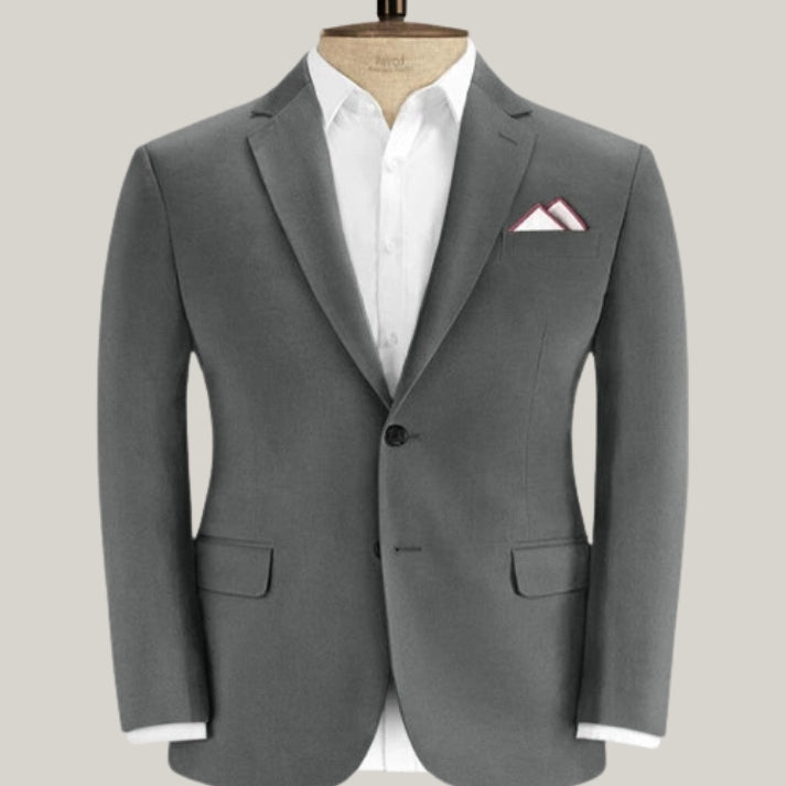 Handmade Gray Cotton Power Stretch Chino Suit - Premium Coat - Premium Quality Suites By Blue Rolls Bespoke