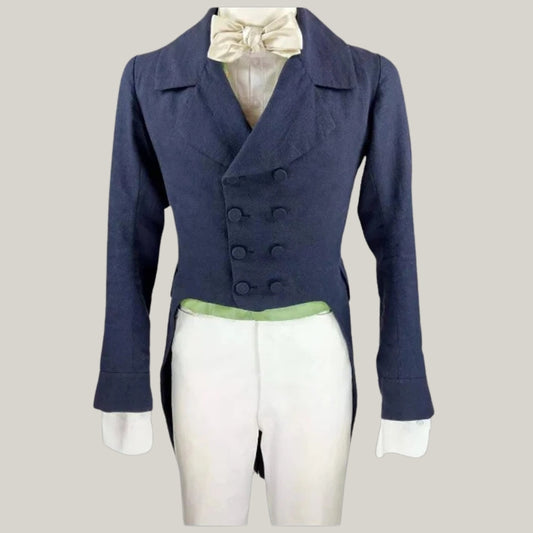 New Men's Navy Blue Tailcoat Jacket Men's Blue Wool Colin Bridgerton Regency Tailcoat - 18th Century Victorian Style