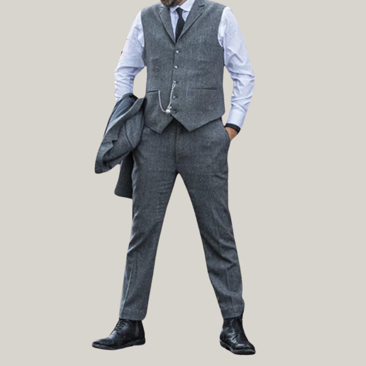 New Premium Men's tailored suit | 3-piece suit | Grey tweed |  | Peaky Blinders | Thomas Shelby | Blue Rolls Bespoke