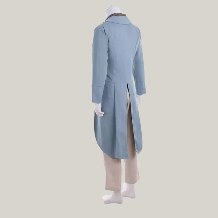 New Sky Blue Wool Regency Coat – Classic Men’s Double-Breasted Jacket