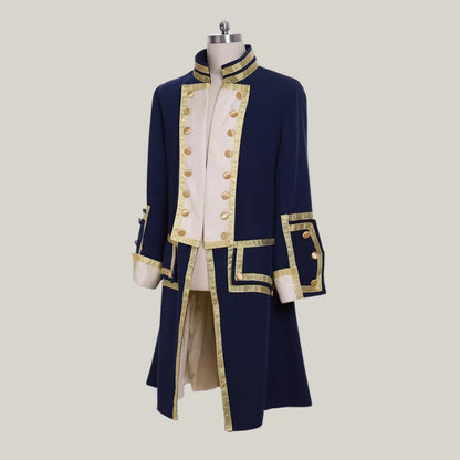 Military Frock Coat  - New Men's Navy Blue Wool Steampunk Medieval Jacket