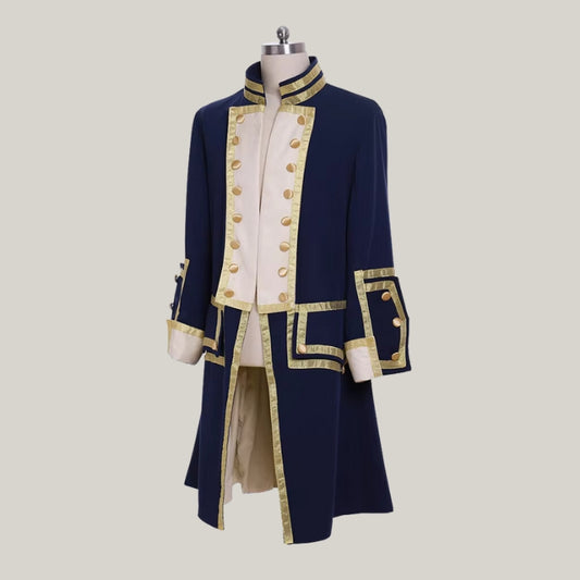 Military Frock Coat  - New Men's Navy Blue Wool Steampunk Medieval Jacket