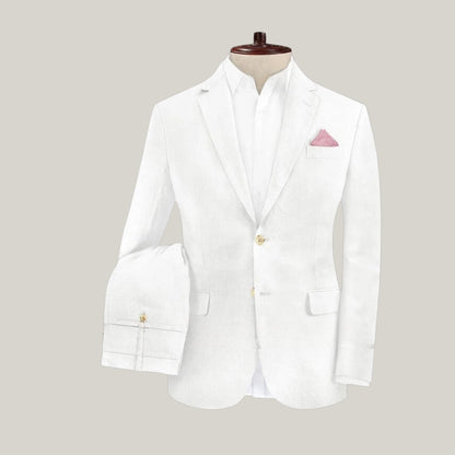 New Premium Men's tailored suit | 3-piece suit | White Suit| Premium White Two Button Jacket Style | Blue Rolls Bespoke