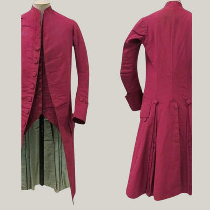 Men's Red Wool 18th Century Military Custom Made Victorian Regency Tailcoat