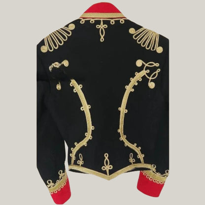 New Men's French Jacket With Heavy Gold Braided Jacket, Black wool coat - Hussar jacket