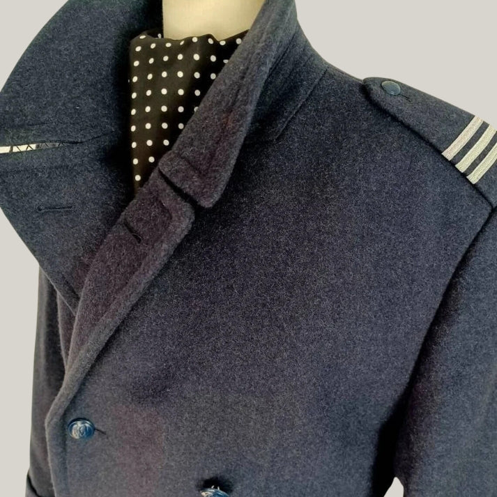 Airforce Military Blue & Grey Wool Coat for Men – Custom Made Long Coat