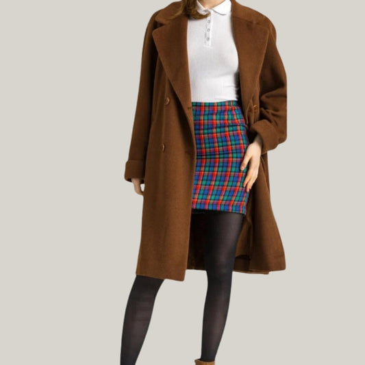 Limited Edition  Woman Brown wool Coat - winter coat long wool coat outerwear - winter coat vintage Brown Colour - Hand Made