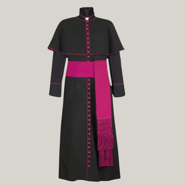 Bishop Cassock - Cosplay legend Clergy Robe with Cincture Medieval Clergyman Vestments Roman Priest Robe