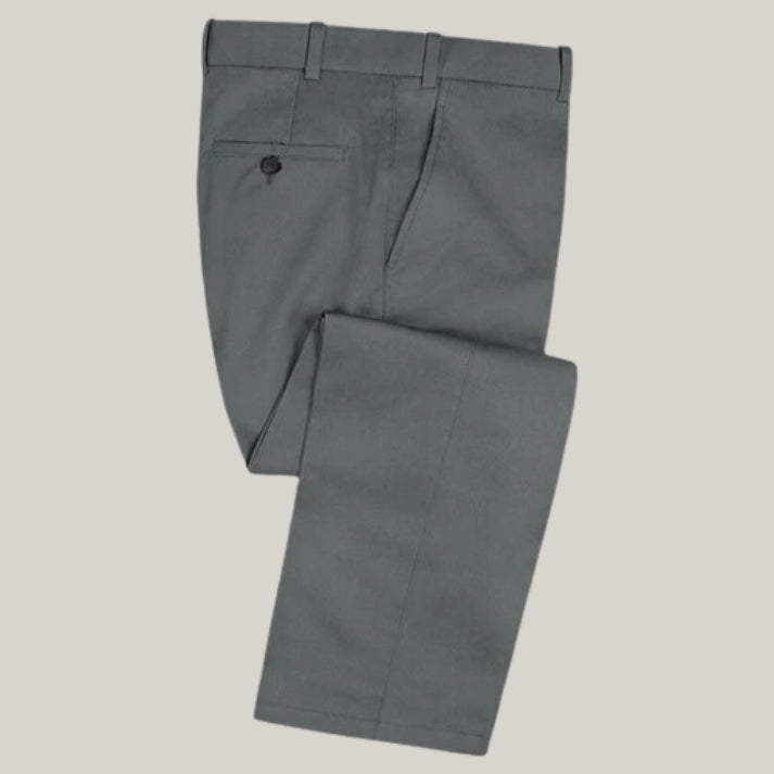 Handmade Gray Cotton Power Stretch Chino Suit - Premium Coat - Premium Quality Suites By Blue Rolls Bespoke