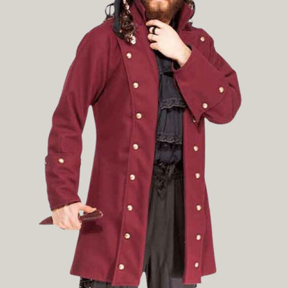 Colonial Military Costume - Blackbeard Coat Admiral Pirates of Caribbean Pirates of Sea coat - Men's Halloween coat - Buccaneer Pirate Coat